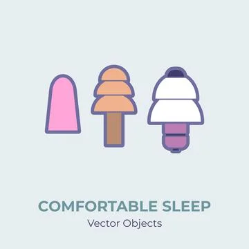 Sleep earplugs vector isolated set. Comfortable sleep illustration item vector Stock Illustration