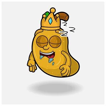 Sleep expression with Mango Fruit Crown Mascot Character Cartoon. Stock-Illustration