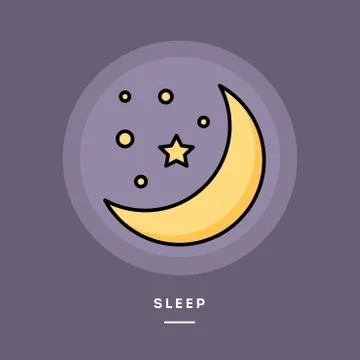 Sleep, flat design thin line banner. Vector illustration. Illustrazione stock