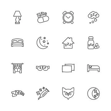 Sleep - Flat Vector Icons Stock Illustration