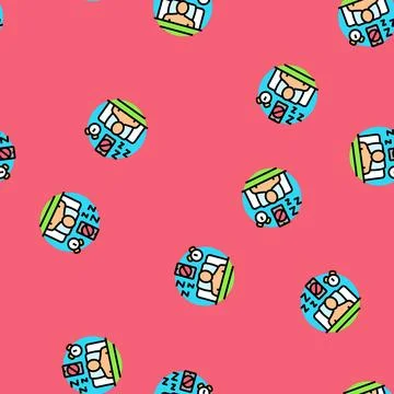 Sleep hygiene mental health vector seamless pattern Stock Illustration