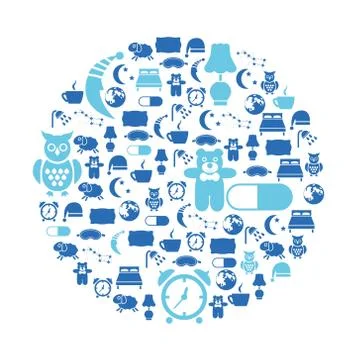 Sleep icons in circle Stock Illustration