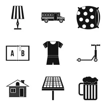 Sleep icons set, simple style Illustrazione stock