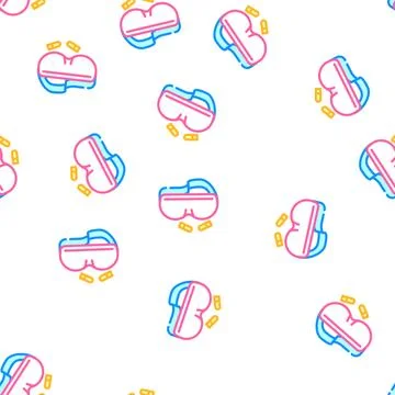 Sleep mask and beads vector seamless pattern 스톡 일러스트