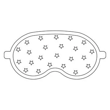 Sleep mask with a pattern, black outline, isolated vector illustration Stock Illustration