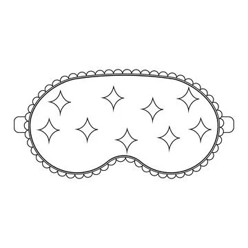 Sleep mask with a pattern, black outline, isolated vector illustration Stock Illustration