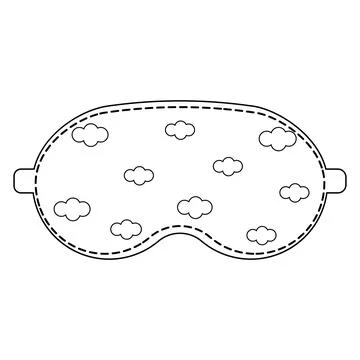 Sleep mask with a pattern, black outline, isolated vector illustration Stock Illustration