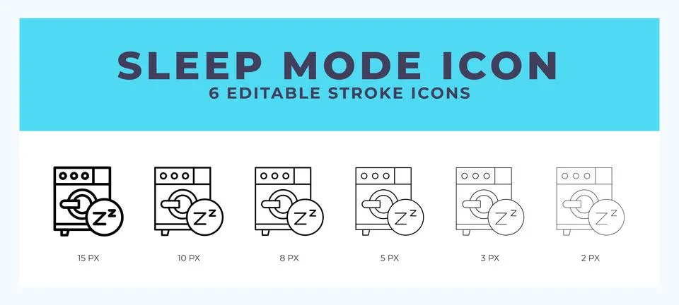 Sleep mode icon with different stroke. Editable stroke. Vector illustration. Stock Illustration