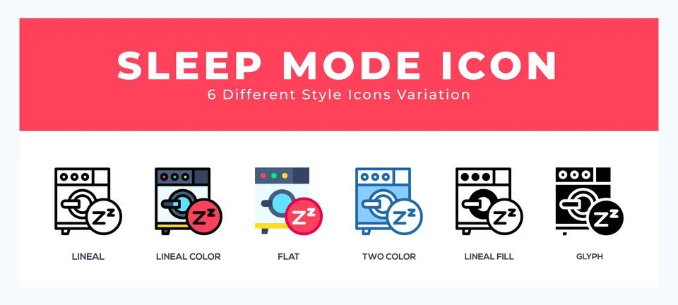 Sleep mode icon set pack vector illustration. Stock Illustration