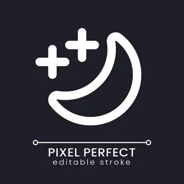 Sleep mode pixel perfect white linear ui icon for dark theme Illustration