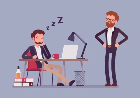 Sleep at office work Stock Illustration