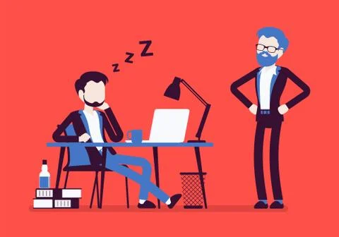 Sleep at office work Stock Illustration