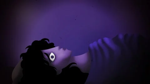 Sleep paralysis shadow demon terrifying a woman in bed 스톡 동영상 342367520