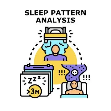 Sleep pattern analysis examining health and wellness Stock Illustration