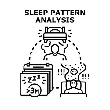 Sleep pattern analysis examining health and wellness Stock Illustration