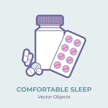 Sleep pills vector isolated. Comfortable sleep illustration item. Stock Illustration