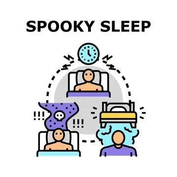 Sleep problems causing nightmares and dream disturbance Stock Illustration