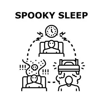 Sleep problems causing nightmares and dream disturbance Stock Illustration