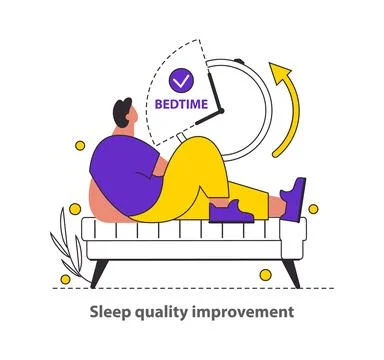 Sleep Quality Improvement concept Visualizes rest optimization with bedtime 스톡 일러스트