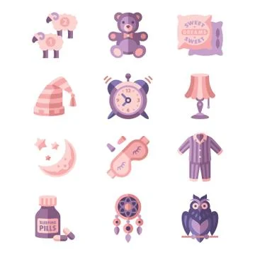 Sleep Related Vector Icons Stock Illustration