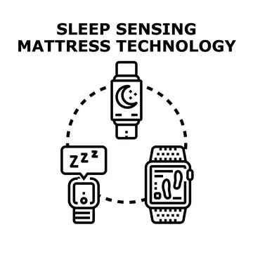 Sleep sensing technology tracking healthy rest data 库存插图