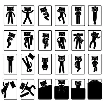 Sleep Sleeping Position Style Posture Method Bed Illustrazione stock