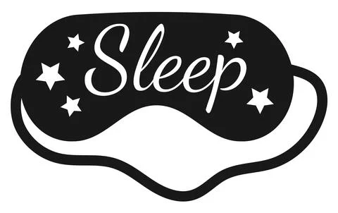 Sleep text on sleeping eye mask with stars vector icon. Stock Illustration
