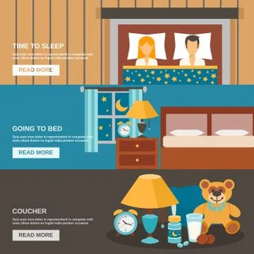 Sleep Time Banner Set Stock Illustration