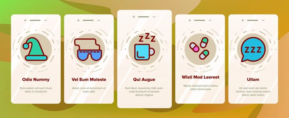 Sleep Time Elements Vector Onboarding Stock Illustration