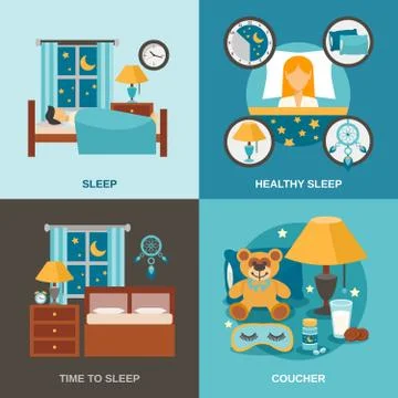 Sleep Time Flat Stock Illustration