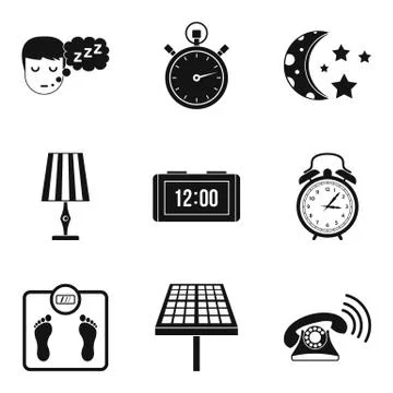 Sleep time icon set, simple style イラスト素材