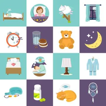 Sleep time icons flat イラスト素材