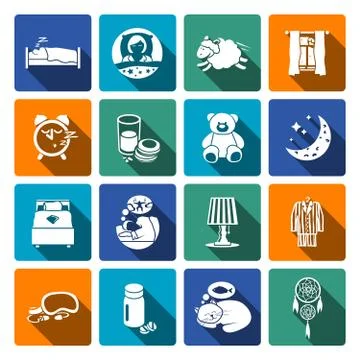 Sleep time icons flat 스톡 일러스트