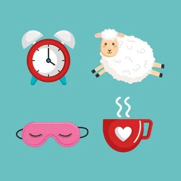 Sleep time icons flat set with Illustrazione stock