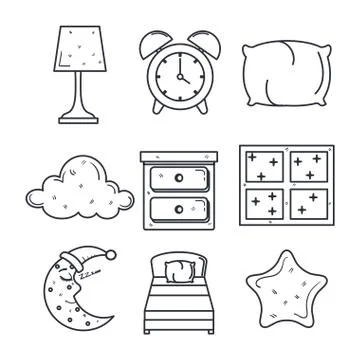 Sleep time icons flat set with イラスト素材
