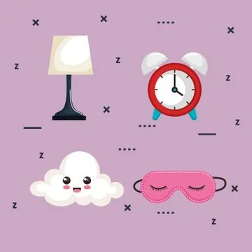 Sleep time icons flat set with イラスト素材
