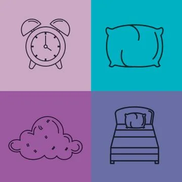 Sleep time icons flat set with Stockillustratie