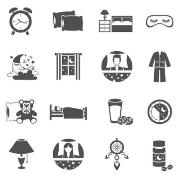 Sleep Time Icons Set Illustrazione stock