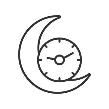 Sleep time night clock icon in line design. sleep, night, clock, time, rest Stock Illustration