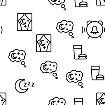 Sleep Time Seamless Pattern Vector Stock Illustration