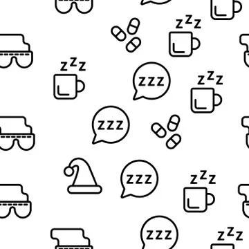 Sleep Time Seamless Pattern Vector イラスト素材