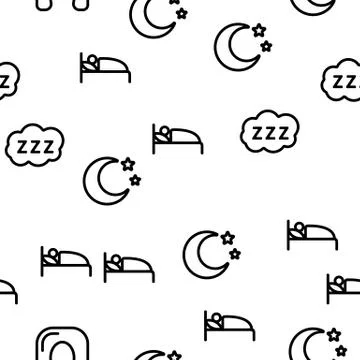 Sleep Time Seamless Pattern Vector Stock Illustration