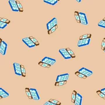 Sleep tracker wearable isometric icon seamless pattern Stock Illustration