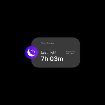 Sleep Tracker Widget UI Concept on Black Background. Social Media Illustration Stock Illustration