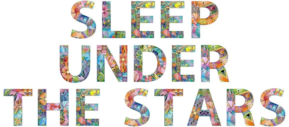 SLEEP UNDER THE STARS. Vector decorative zentangle object for any purpose Stock Illustration
