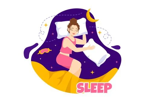 Sleep Vector Illustration with Happy Young Person is Fast Asleep and Having.. Stock Illustration