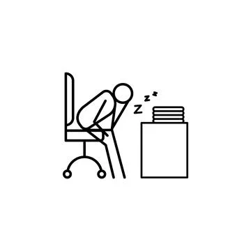 Sleep at work outline icon. Element of lazy person icon for mobile concept and Stock Illustration
