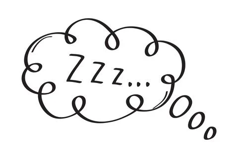 Sleep zzzz vector set in hand drawn doodle set. Insomnia icon in sketch style Ilustração Stock