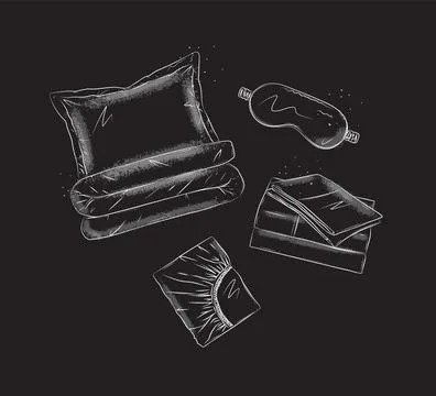 Sleeping accessories set black Stock Illustration