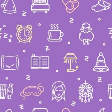 Sleeping and Insomnia Pattern Background Concept. Vector Stock-Illustration